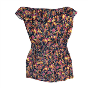Mudd Junior Strapless Ruffled Floral Romper